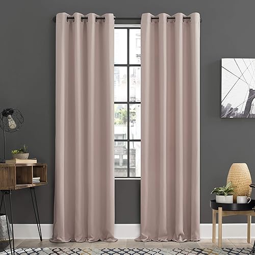 Sun Zero Soho 2-pack Blackout Energy Efficient Grommet Curtain Panel Pair, 54" x 84", Blush Pink