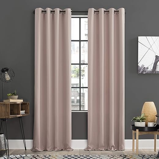 Sun Zero Soho Blackout Energy Efficient Grommet Curtain Single Panel, 54" x 84", Blush Pink
