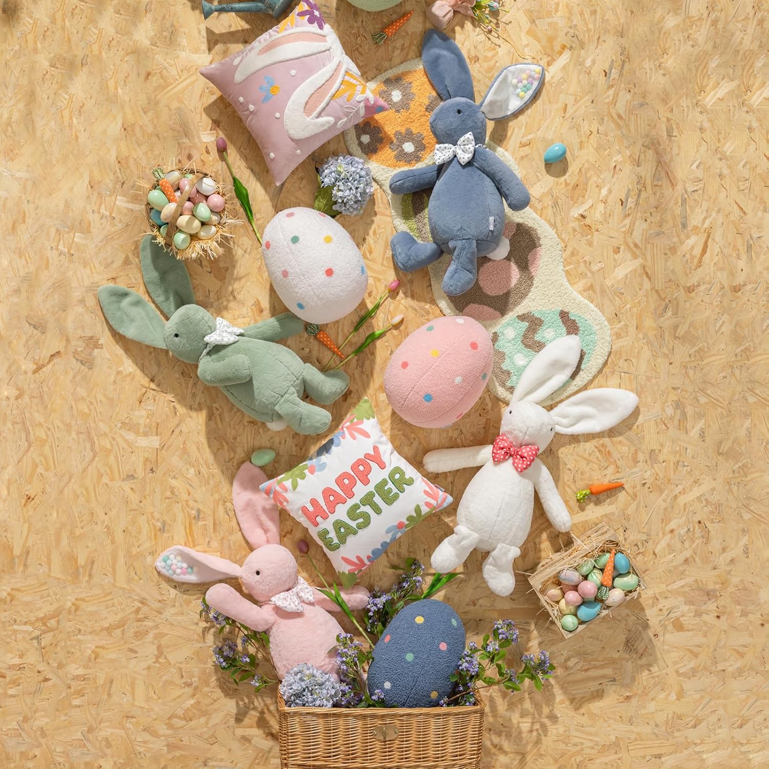 Ashler Easter Pillows, Egg Shaped Throw Pillow, Green Spring Easter Decoration, Teddy Sherpa Egg Pillow with Colorful Polka Dots Embroidery, Easter Eggs Decor for Bedroom, Living Room, Couch, 14x11 in