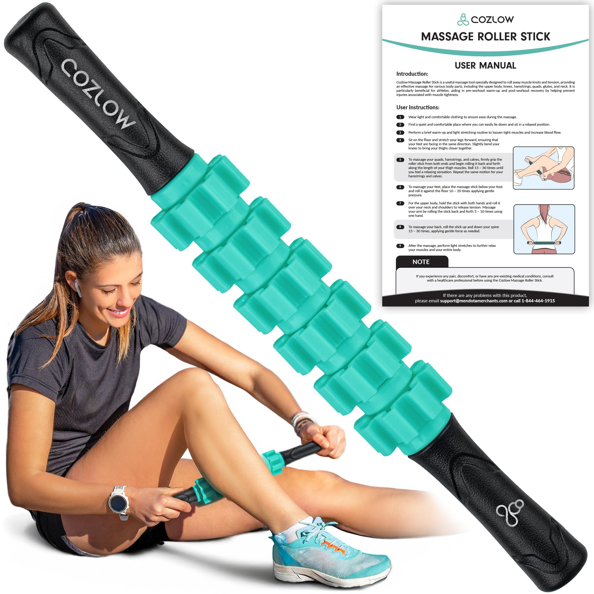 Amazon.com: Muscle Roller Stick - Green - Hand Held Body Massager