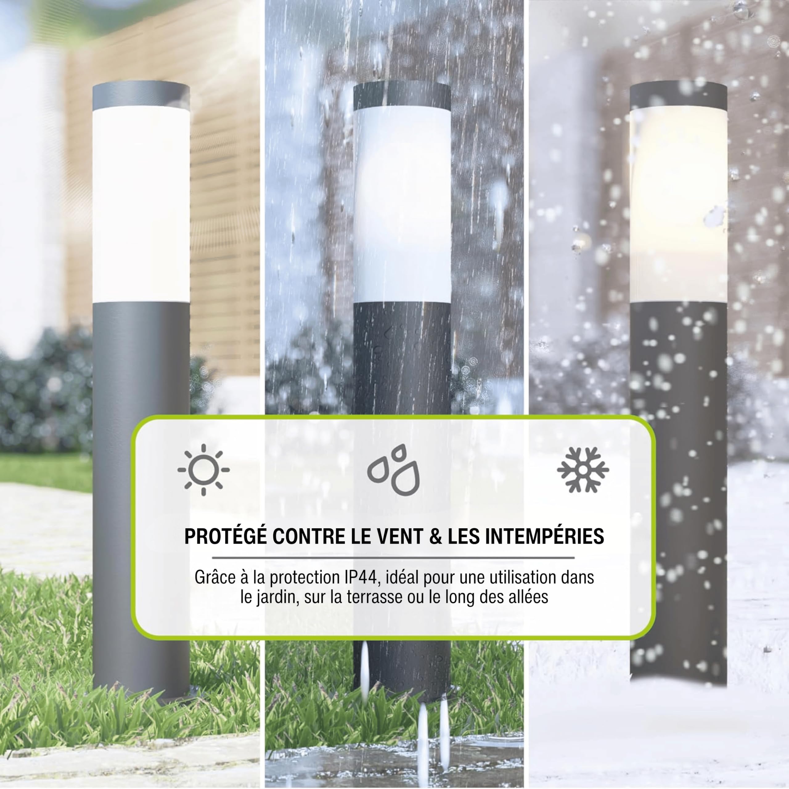 SSC-LUXon BOSEA-A - lot de 4 bornes lumineuses E27 IP44 inox rond 50cm
