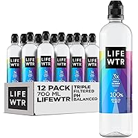 Vista 1 de LIFEWTR Agua Purificada Premium, pH Equilibrado con Electrolitos, botellas de plástico 100% reciclado, botellas de tapa abatible de 23.7 onzas
