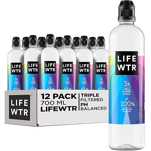 LIFEWTR Agua purificada de primera calidad pH equilibrado con electrolitos para el sabor botellas de tapa abatible de 237 onzas liquidas 12 piezas
