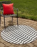 Vista 48 de Unique Loom - Alfombra de área de la colección Outdoor Striped - Rayada (5' 1" x 8' Rectangular, Verde/Marfil)