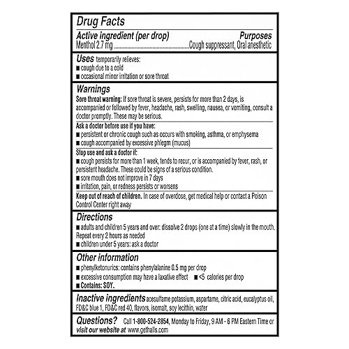 Miniatura 6 de HALLS Minis Mentho-Lyptus - Gotas para la tos sin azúcar, 8 paquetes de 24 gotas (192 gotas en total)