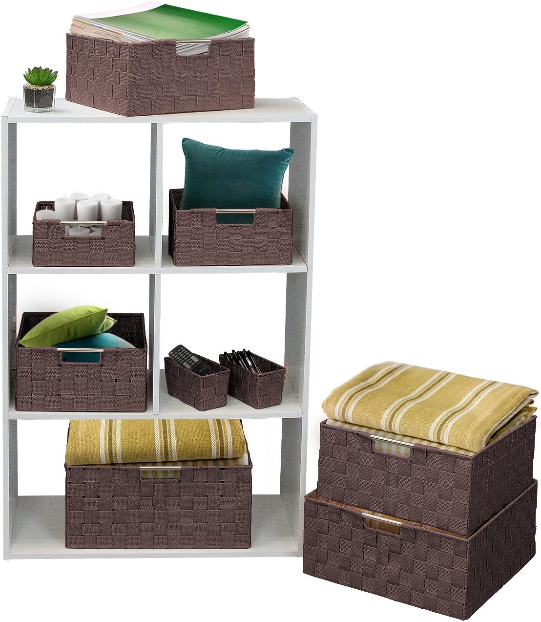 Chocolate Delight 9-Piece Woven Storage Basket Set