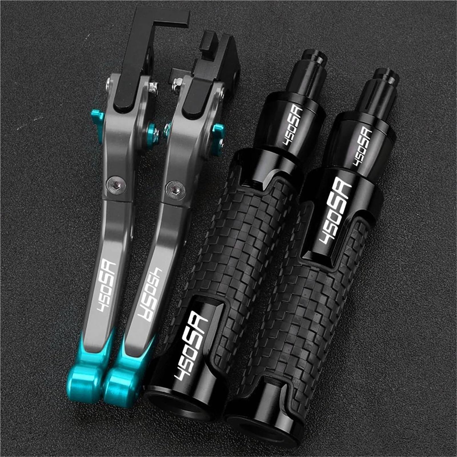 GQUIKGW Replace Motorcycle Extendable Brake Clutch Levers Handlebar Handle Grips Ends Caps for CFMOTO 450SR 450SS 450SRS 2022-2025(Blue 5)