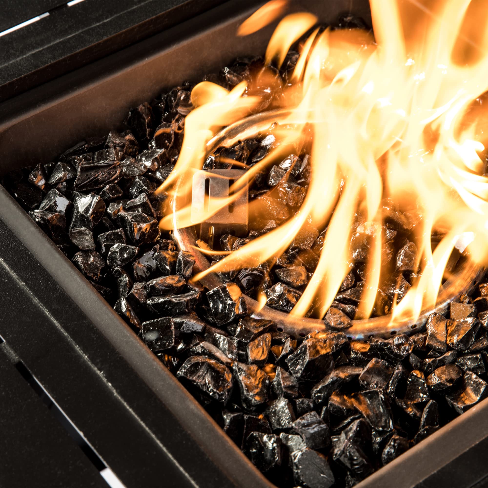 Teamson Home 4 Kg Verres de feu pour braséro à gaz d’extérieur Jardin Verre trempé Noir PT-FG0003 | Verre à Feu Trempé Réfléchissant, Sans Danger pour Foyers à Gaz de Jardin Extérieur, Propane