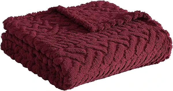 Nautica - Throw Blanket, Soft Cable Knit Sherpa Bedding, Cozy Home Decor for Bed or Couch (Declan Red, 50" x 60")