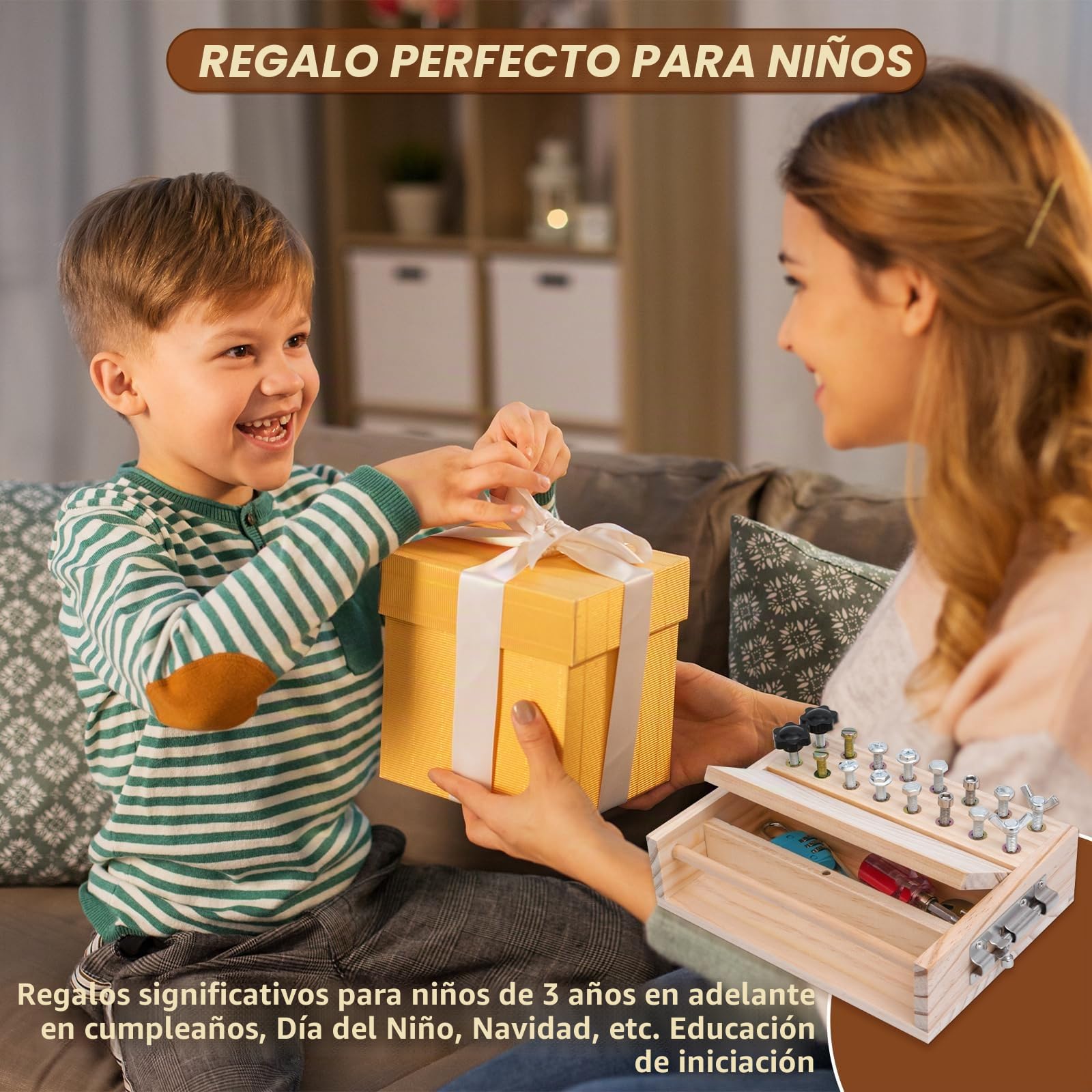 Juguetes Montessori Niños 3 Años, Juguetes Montessori Juego Educativo con Cerradura y Llave Tablero de Destornilladores Juegos Educativos Regalos Niña Niño 3 4 5 6 Años