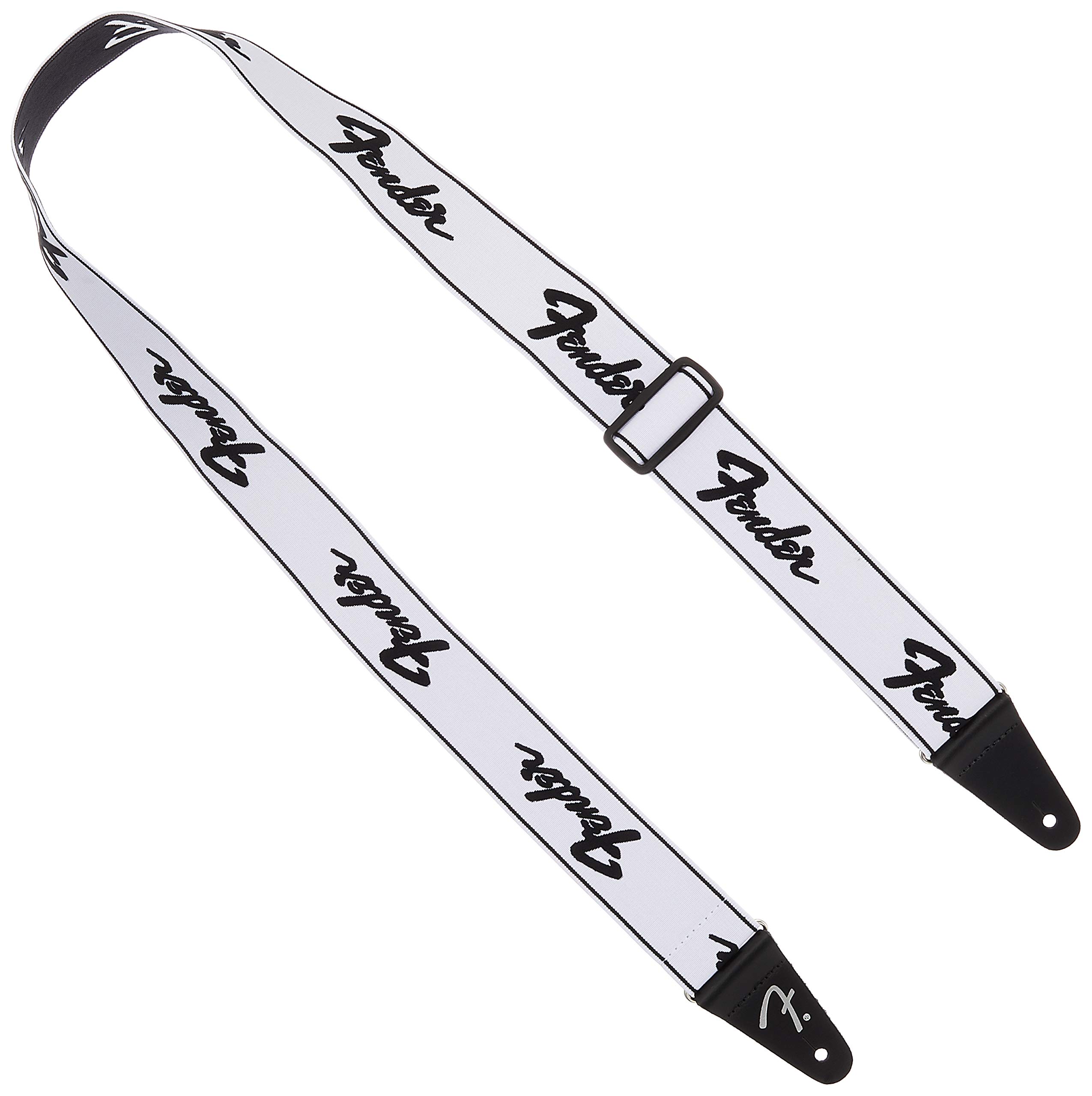 Fender Weighless Strap - Logo Running - Bianco/Nero