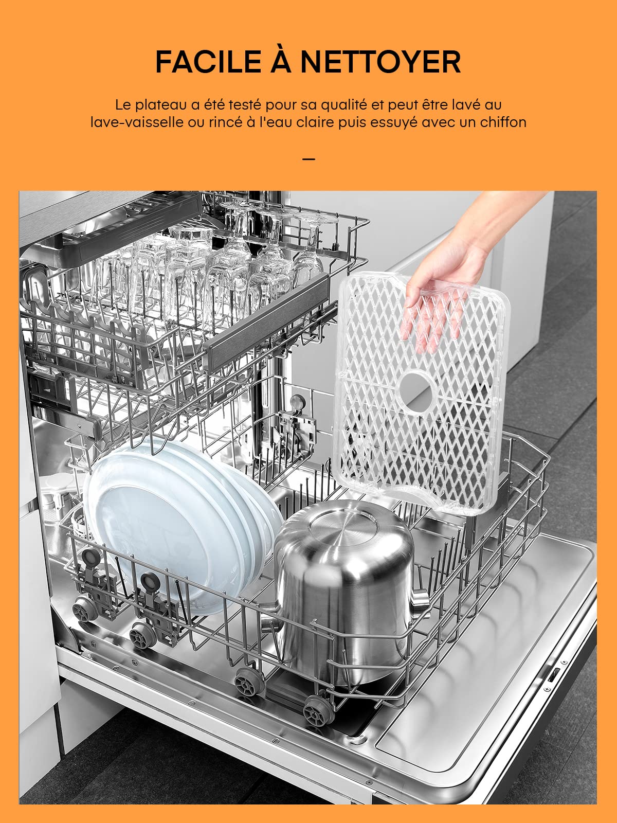 FOHERE Déshydrateur Alimentaire électrique, 240w Ménage Machine à Sécher Les Fruits, Température Réglable 35-70°C), 5 Plateaux Transparents Amovibles, Pour Fruits, Légumes, Viande, Poisson, Recettes