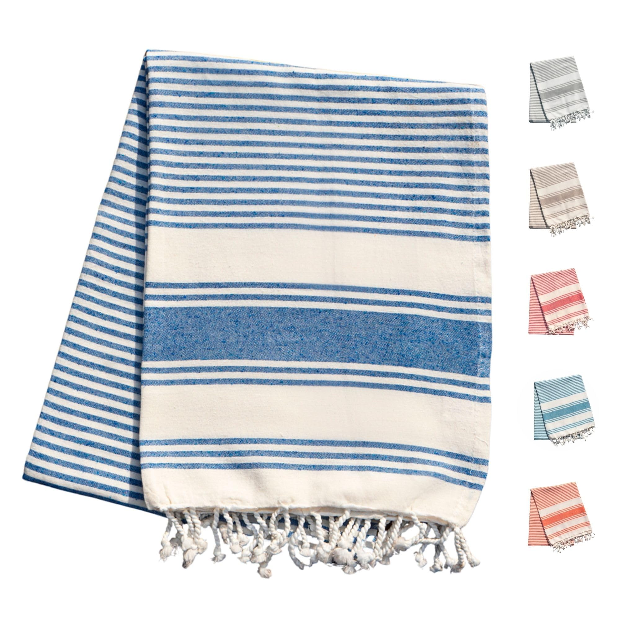 MUHMA Toalla Playa Grande algodón o Pareo Playa Grande Antiarena 200x140 cm – Fouta XXL, Manta Picnic, Manta para Playa, Suave, Absorbente y Ligera (Azul Marino)