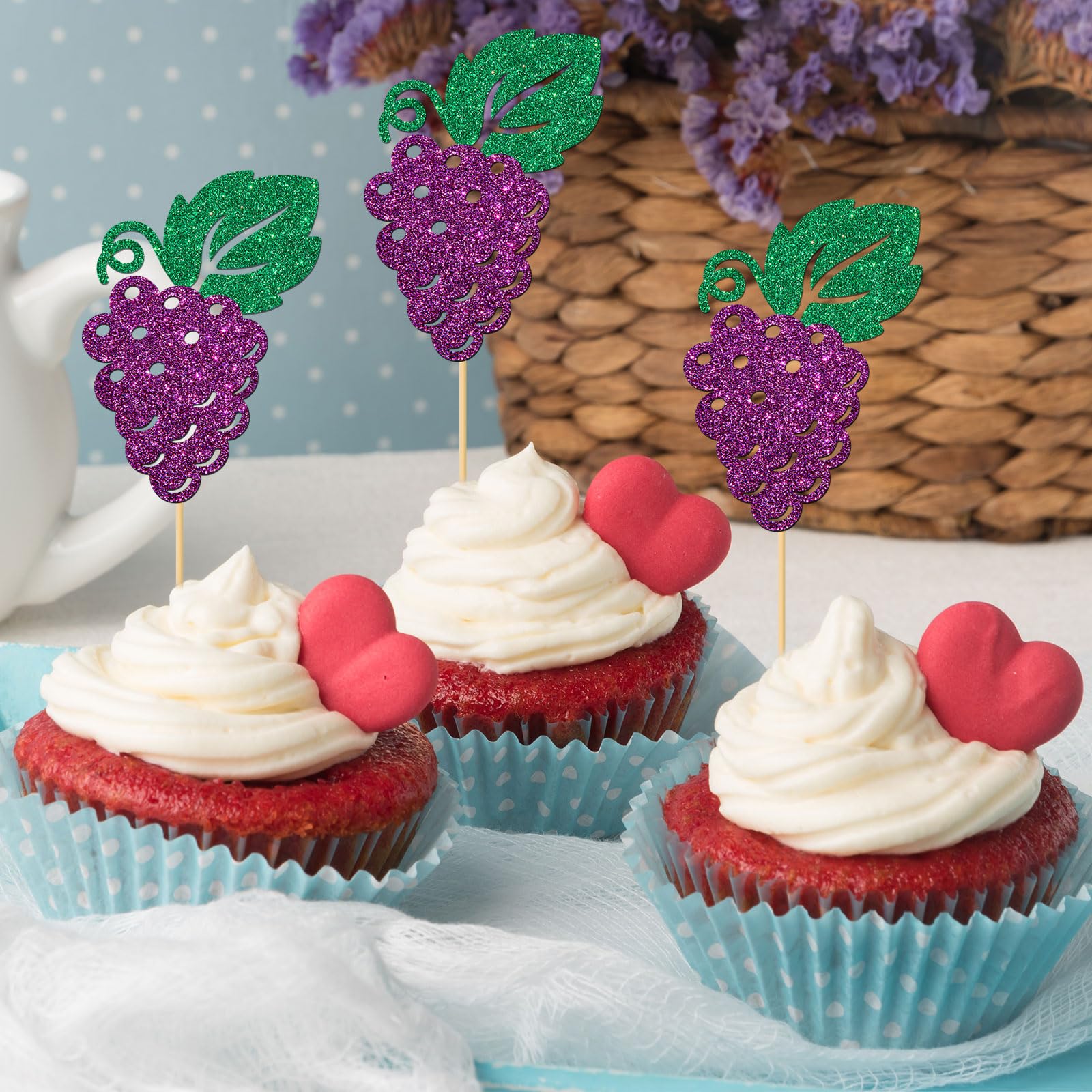Amazon.com: RoadSea Fruit Grape Cupcake Toppers - Fruit theme Baby 