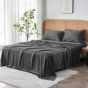 Sijo AiryWeight Tencel Sheet Set, 100% Lyocell Derived from Eucalyptus, Buttery Soft, Architectural Digest 2022 Best Cooling Sheets Winner - 4pc - 2 Pillowcases 1 Fitted 1 Top (Storm, Full)