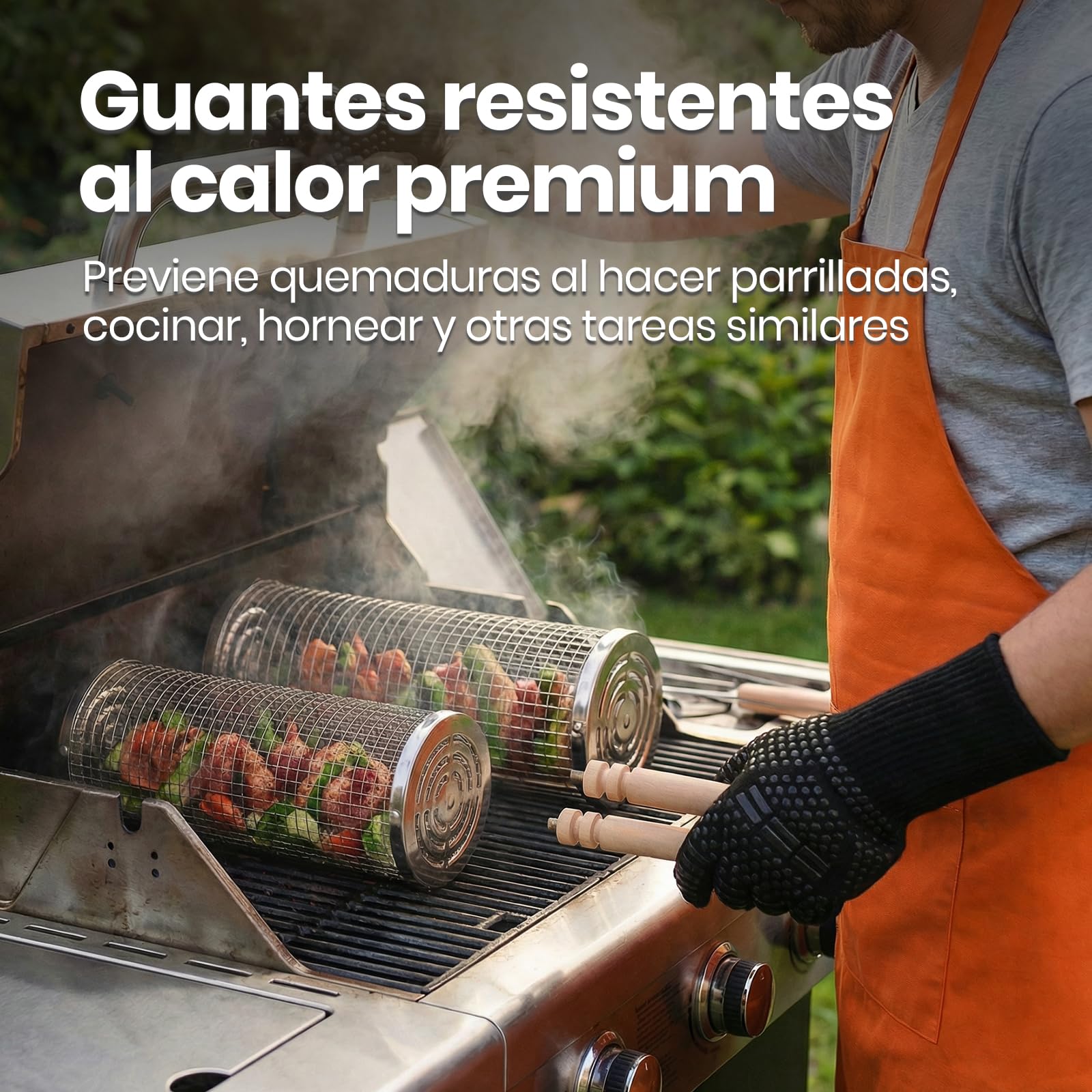 18 Piezas Set de Cesta de Parrilla Rodante, Acero Inoxidable 304, Set Completo de Accesorios para Barbacoa con Pinzas, Guantes, Cepillo de Limpieza, Bolsa & Más, Regalo para Hombre Papá