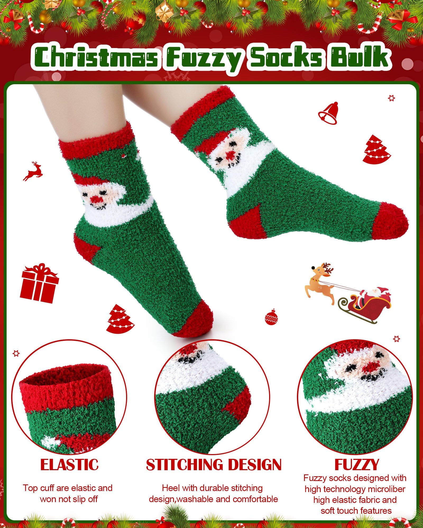 Liitrsh Lot de 40 paires de chaussettes de Noël pelucheuses en vrac pour homme et femme - Chaussettes chaudes pour Noël, calendrier de l'Avent, conforme à l’image., taille unique