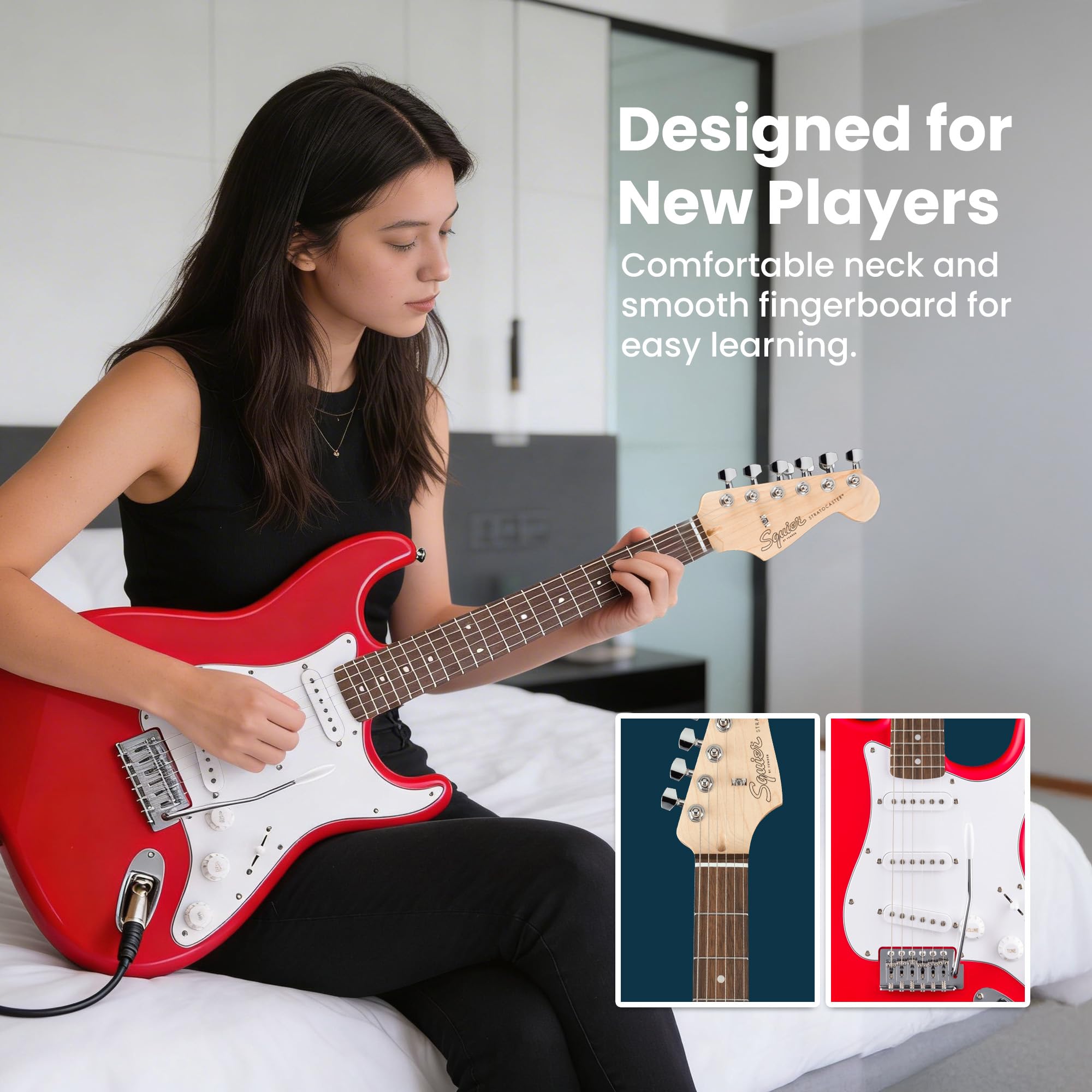 Squier Stratocaster レッド ギターケース付き Amazon.co.jp: Fender Squier Stratocaster - トリノレッドバンドル