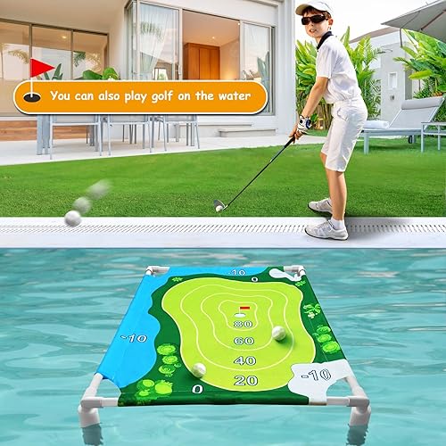 Miniatura 6 de Juego de astillado de golf flotante verde  Juego de astillado de golf de Cornhole de golf Battle Royale con velcro para adultos en interiores y