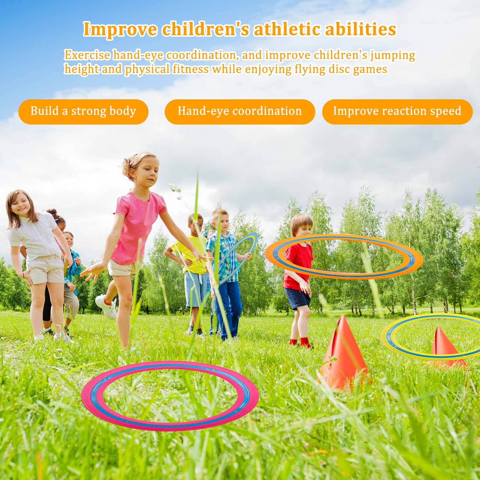 4 Piezas Anillos de Lanzamiento,Anillos de Frisbee,Outdoor Flying Disc 25cm,Juegos de Playa para Niños para la Playa Juegos de Fiesta o Tiempo en Familia(Azul,Naranja,Verde,Rosa Rojo)