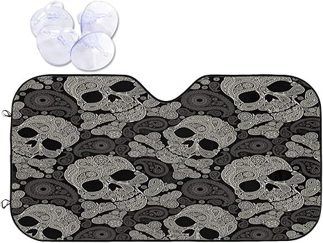 Foruidea Sugar Skull Car Windshield Sun Shade Auto Sunshade for Car Truck SUV-Blocks Rays Sun Visor Protector-Keeps Your Vehicle Cool (51.2 X 27.5 Inch)