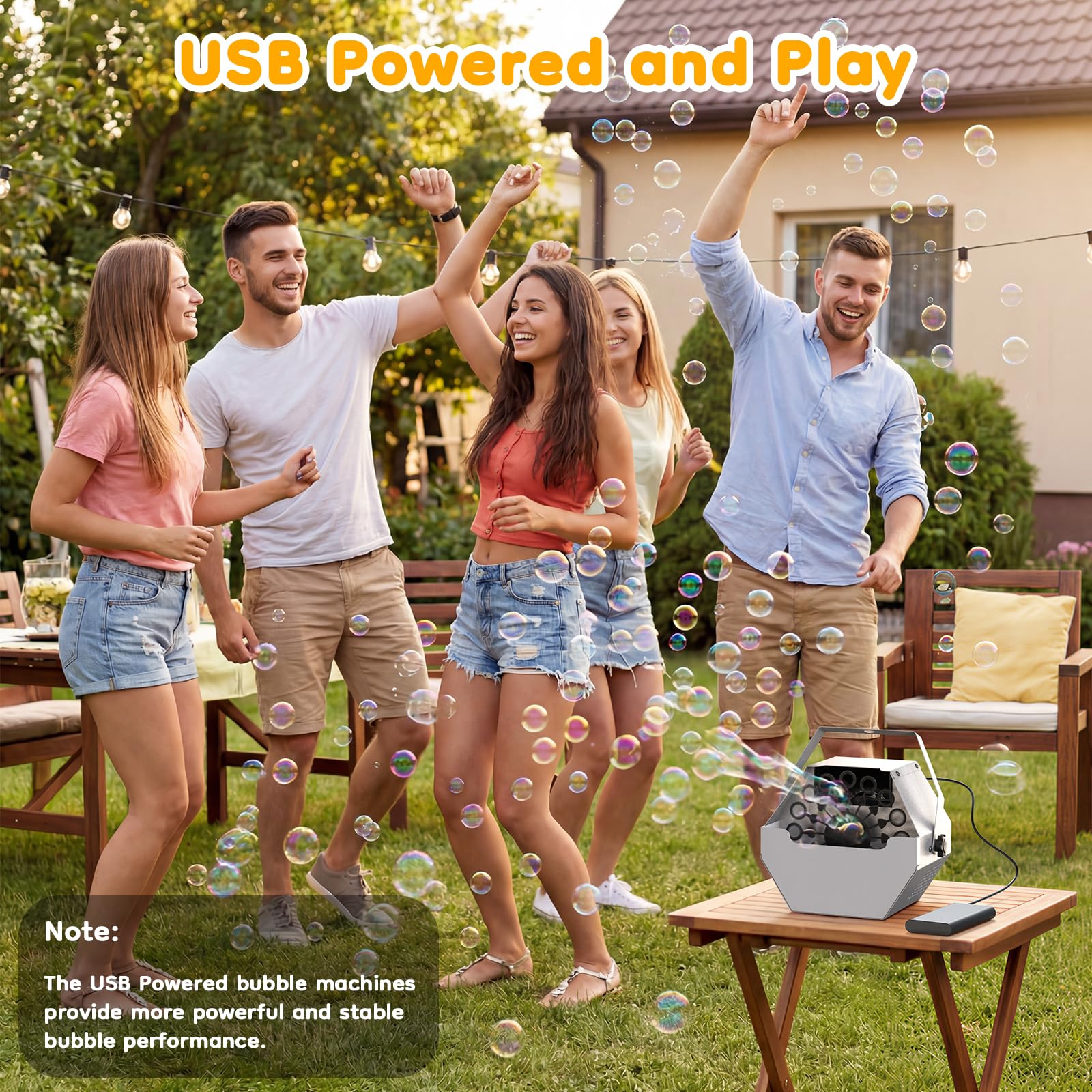 Theefun Seifenblasenmaschine, 750 ml Automatische Seifenblasen Maschine aus Metall USB-Betrieben Tragbare Professionelle Seifenblasenmaschine Kinder, Hochzeit Seifenblasen Maschine, Innen & Außen