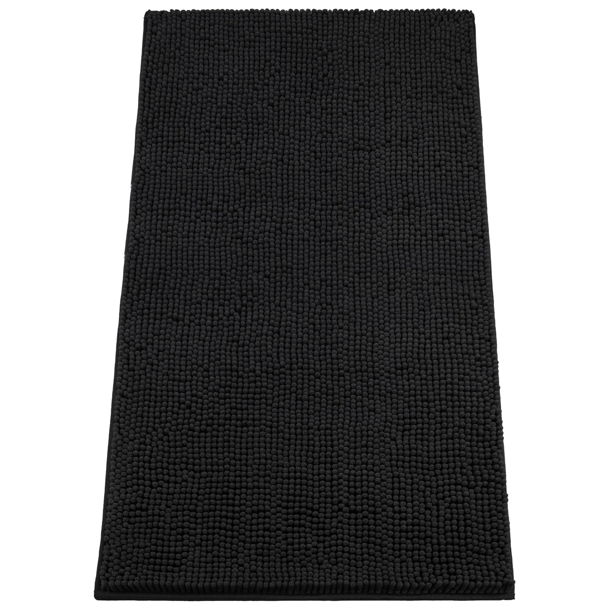 Absorbent Dog Door Mat for Muddy Paws, 60" x 30" Chenille Indoor Mats for Entryway, Trap Dirt Front Door Mat Indoor Entrance Washable Non Slip Soft Black