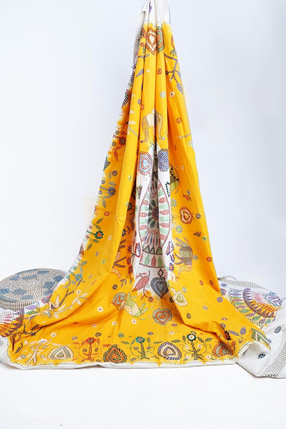 Hand-Stitched Cotton Nakshi Katha Quilt/Throw– Traditional Bangladeshi Heritage, Eco-Friendly Artisan Bedspread & Home Decor, Luxury Exclusive Textile for Gift, Decoration and Comfort