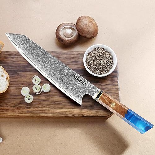 Miniatura 4 de Seido Knives Cuchillo de chef Kiritsuke con mango de madera estabilizada con resina epoxi (azul zafiro)