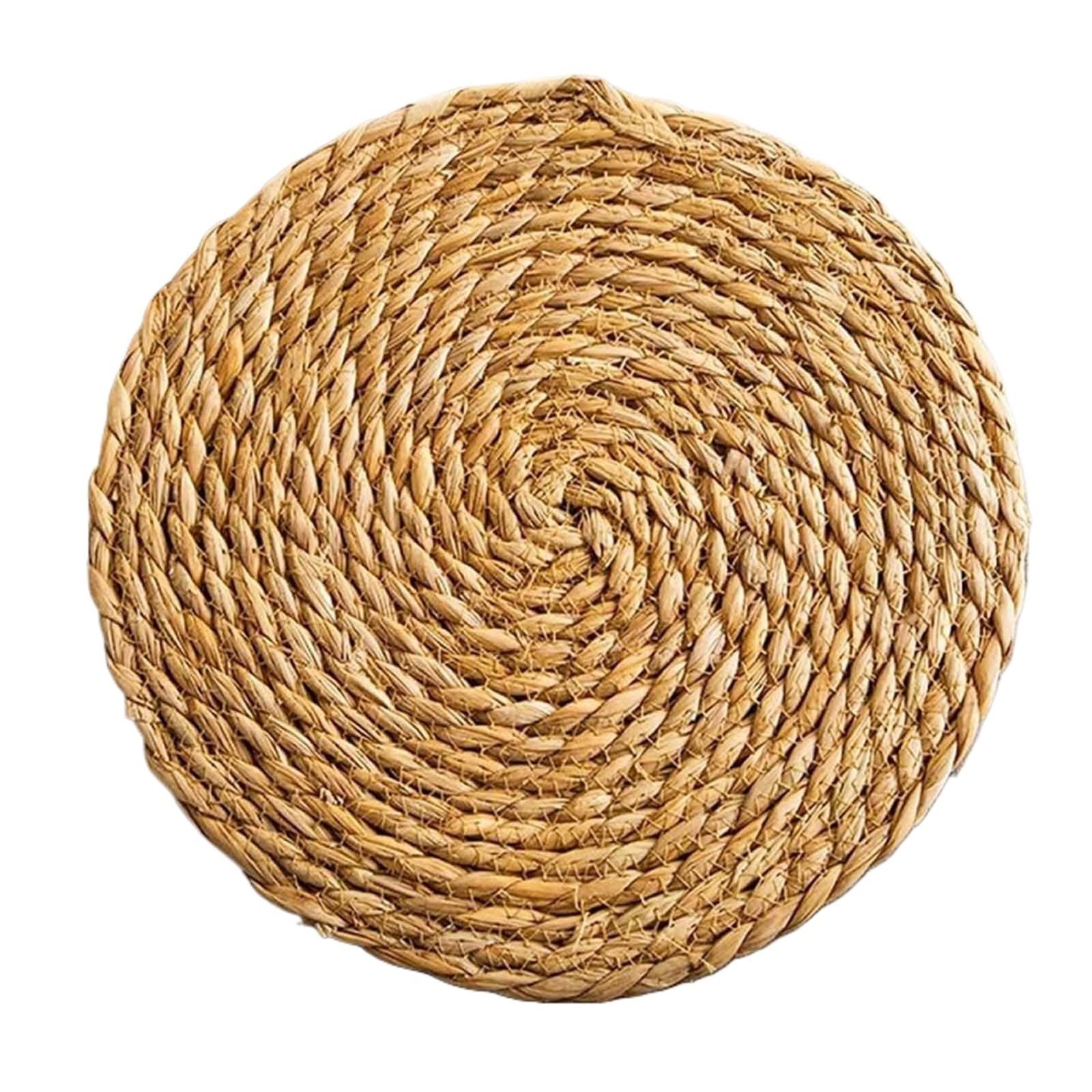 Rattan Placemats Pot Mats Handwoven Rattan Placemats Round Heat Insulation Natural Woven Table Kitchen Dining Straw(1PC,XL)