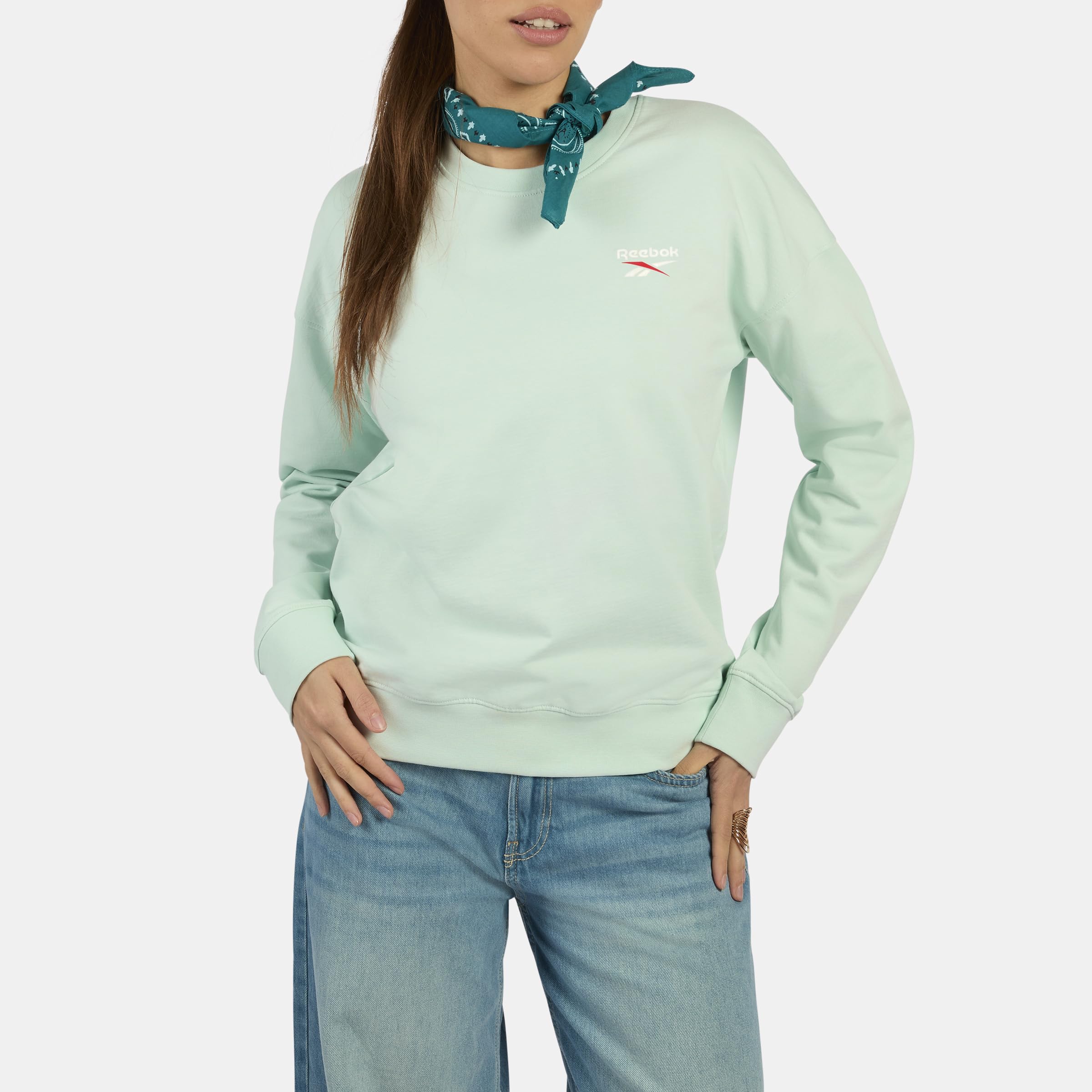 Reebok ID Small Logo French Terry Crew Neck Swea Turquoise