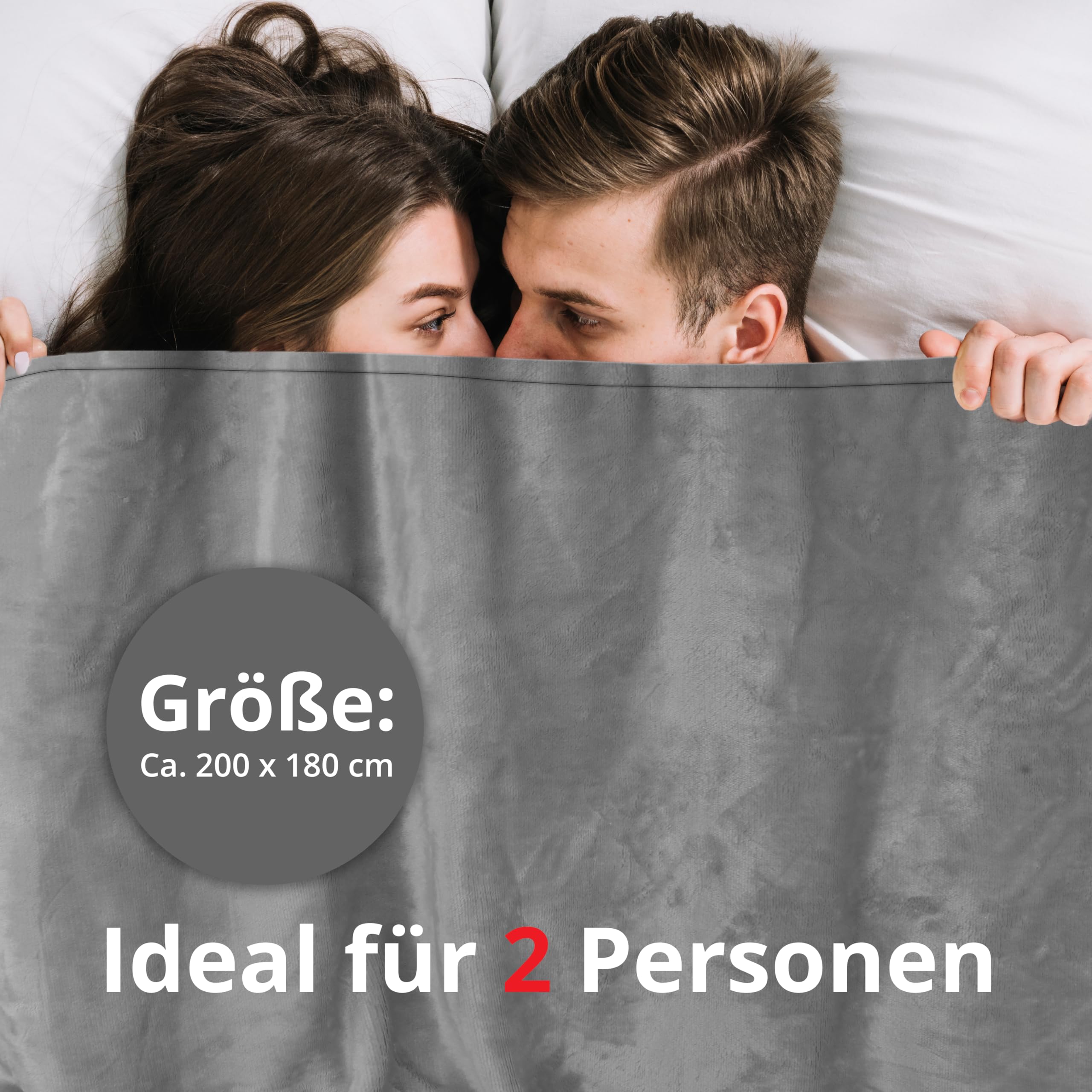 Grafner Heizdecke 200 x 180 cm Sherpa Fleece, elektrische Wärmedecke für 2 Personen, 9 Heizstufen, 200 Watt, Timer 1-9h, Abschaltautomatik, LED Fernbedienung, maschinenwaschbar, große Kuscheldecke
