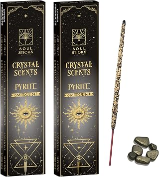 SOUL STICKS Thick Handcrafted Incense Sticks Spicy Cinnamon Scented Includes 5 Crystals 20g Thick, Herb-Dipped Sticks Bundle Ideal for Aromatherapy, Cleansing & Relaxation