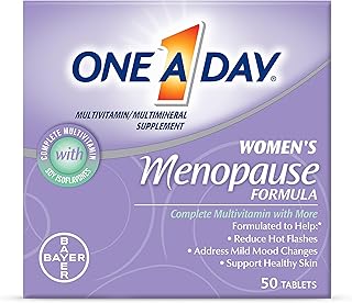 One A Day Women's Menopause Multivitamin, Addresses Menopause Symptoms Such As Hot Flashes and Mild Mood Changes, Vitamin A, Vitamin C, Vitamin D, and Zinc for Immune Health Support, 50 Count