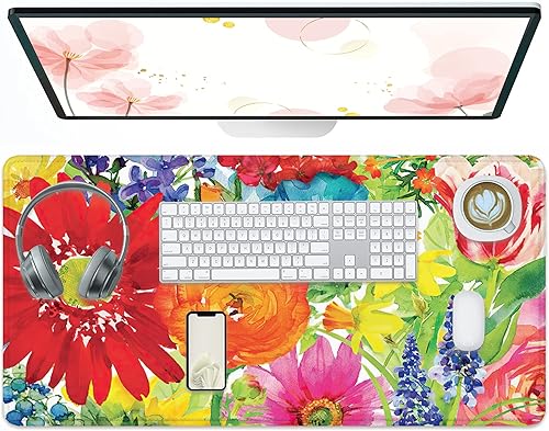 Miniatura 2 de Alfombrilla de mouse grande con diseño de flores, para juegos de flores abstractas, alfombrilla de escritorio para computadora con base