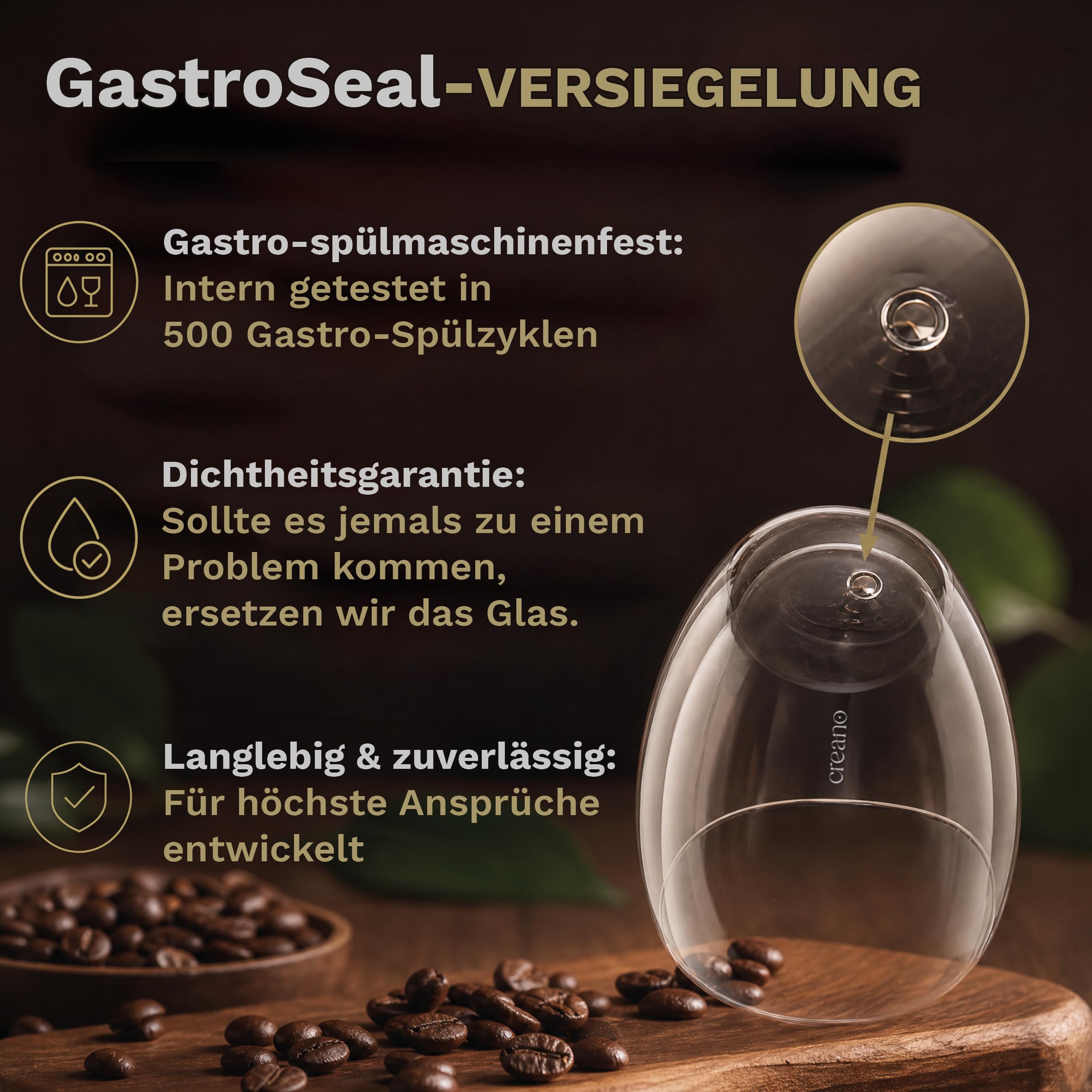Creano PREMIUM doppelwandige Trinkgläser 400ml - 6er Set - WELTNEUHEIT | 100% Spülmaschinenfest durch GastroSeal Versiegelung deshalb Gastronomie Qualität - Doppelwandglas
