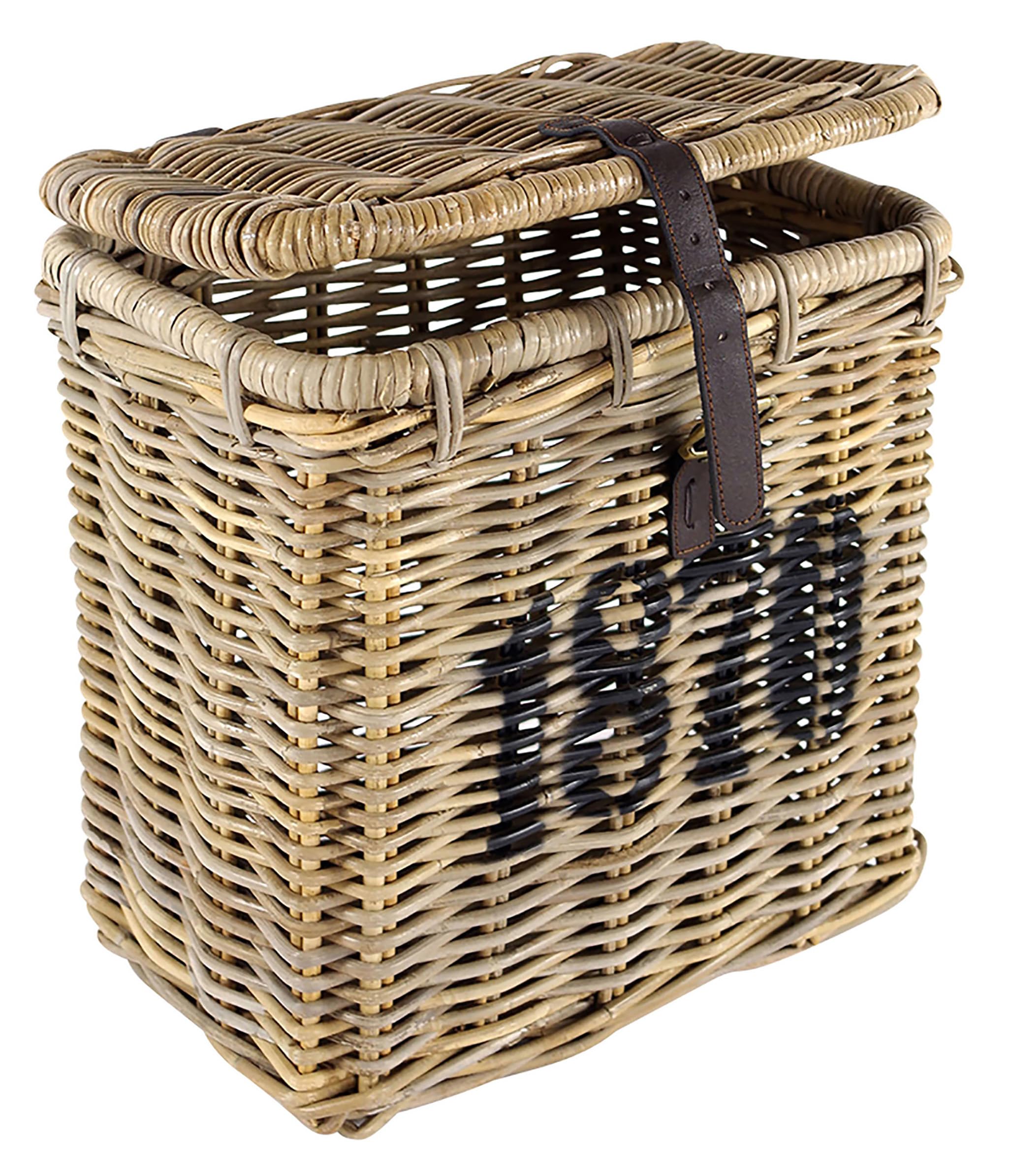 Kobolo Aufbewahrungskorb aus Rattan mit Deckel 39x27x40 cm Grau