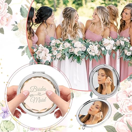 Miniatura 6 de Juego de 50 cajas de propuesta de dama de honor, 4 regalos de boda para dama de honor, juego de bolsas de maquillaje cosmético, bandas elásticas
