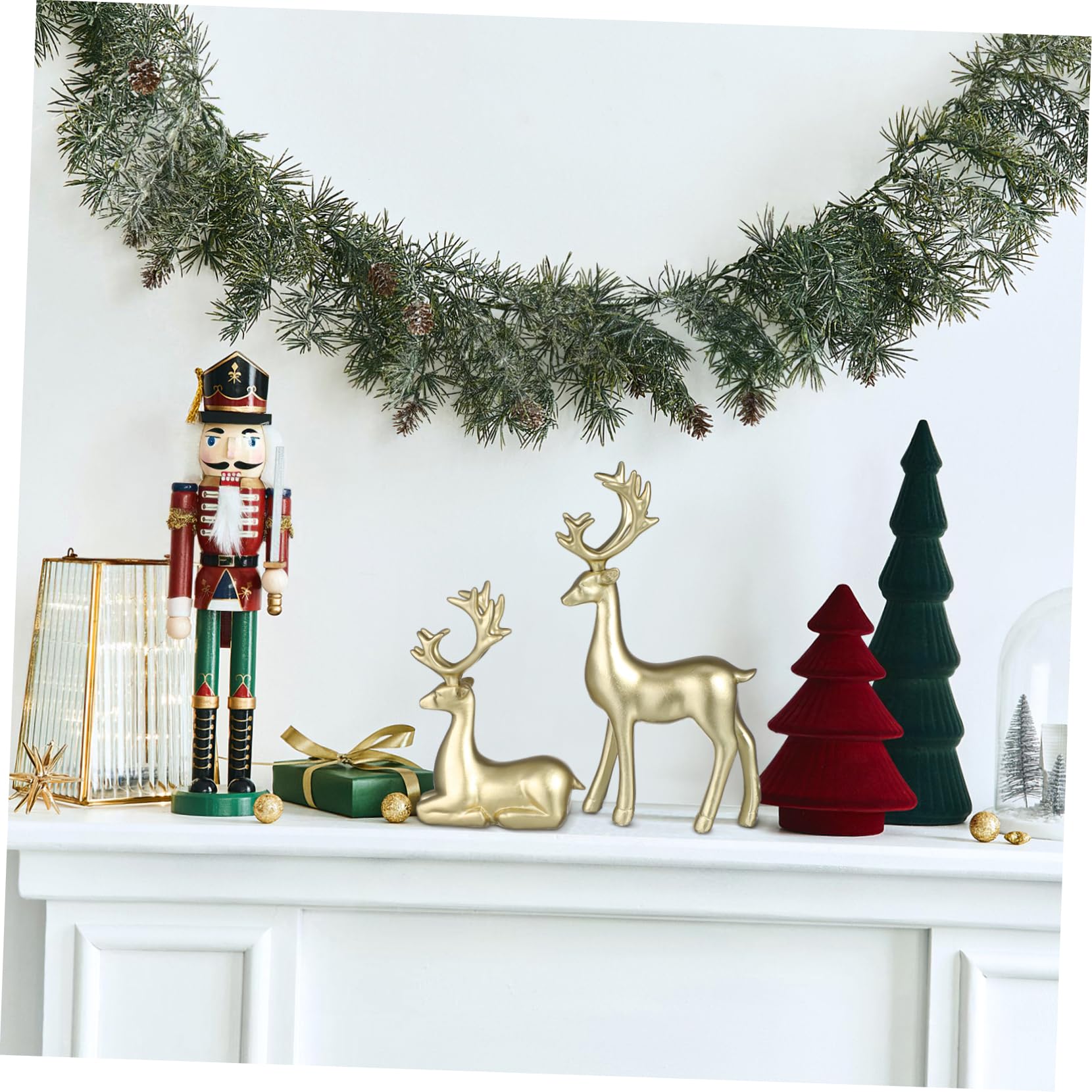 YARNOW 2piezas Adornos De Resina De Reno Para Decoración De Escritorio y Fiestas Navideñas Esculturas Decorativas Para Hogar y