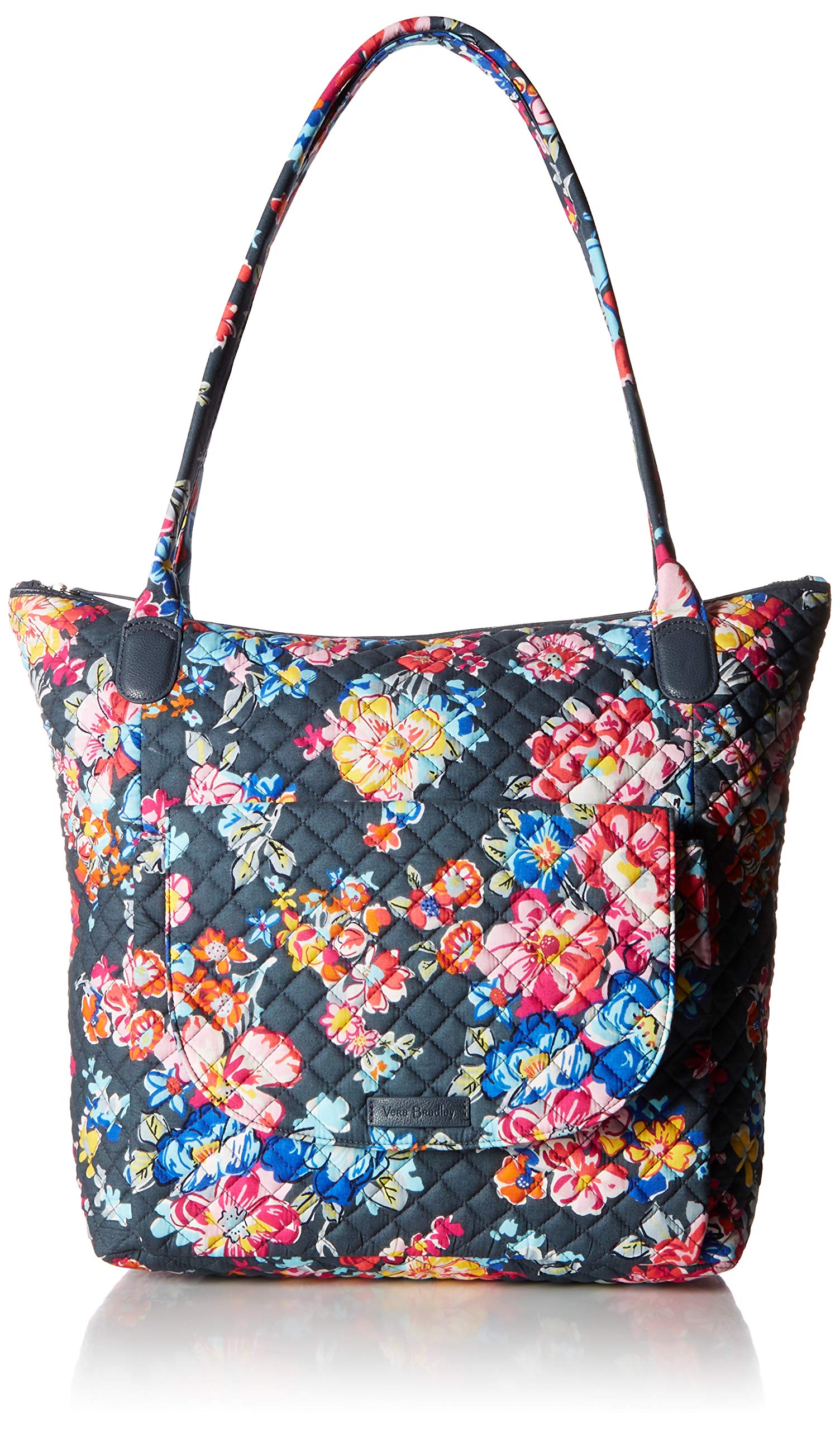 Vera Bradley Women's Cotton Carson North South Tote Bag, Pretty Posies, One Size