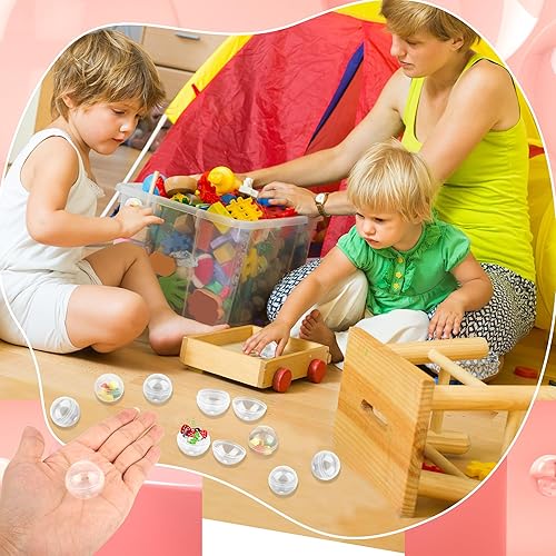 Miniatura 4 de 240 cápsulas de máquina expendedora de chicles de 1.1 pulgadas, cápsulas redondas transparentes, recipientes de plástico vacíos, cápsulas de juguete