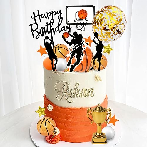 29 piezas de adornos de pastel de baloncesto decoraciones de pastel de baloncesto con estrellas doradas para niños y hombres baloncesto fiesta de