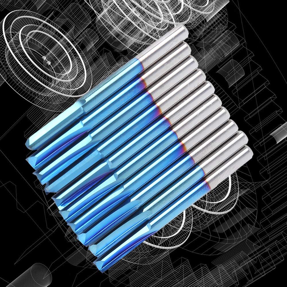 ZDZCYS12DL 10 sztuk 3.175mm węglik prosty frez z podwójnym rowkiem frez końcowy do drewna MDF akrylu PVC 2 rowki narzędzie do frezowania z powłoką
