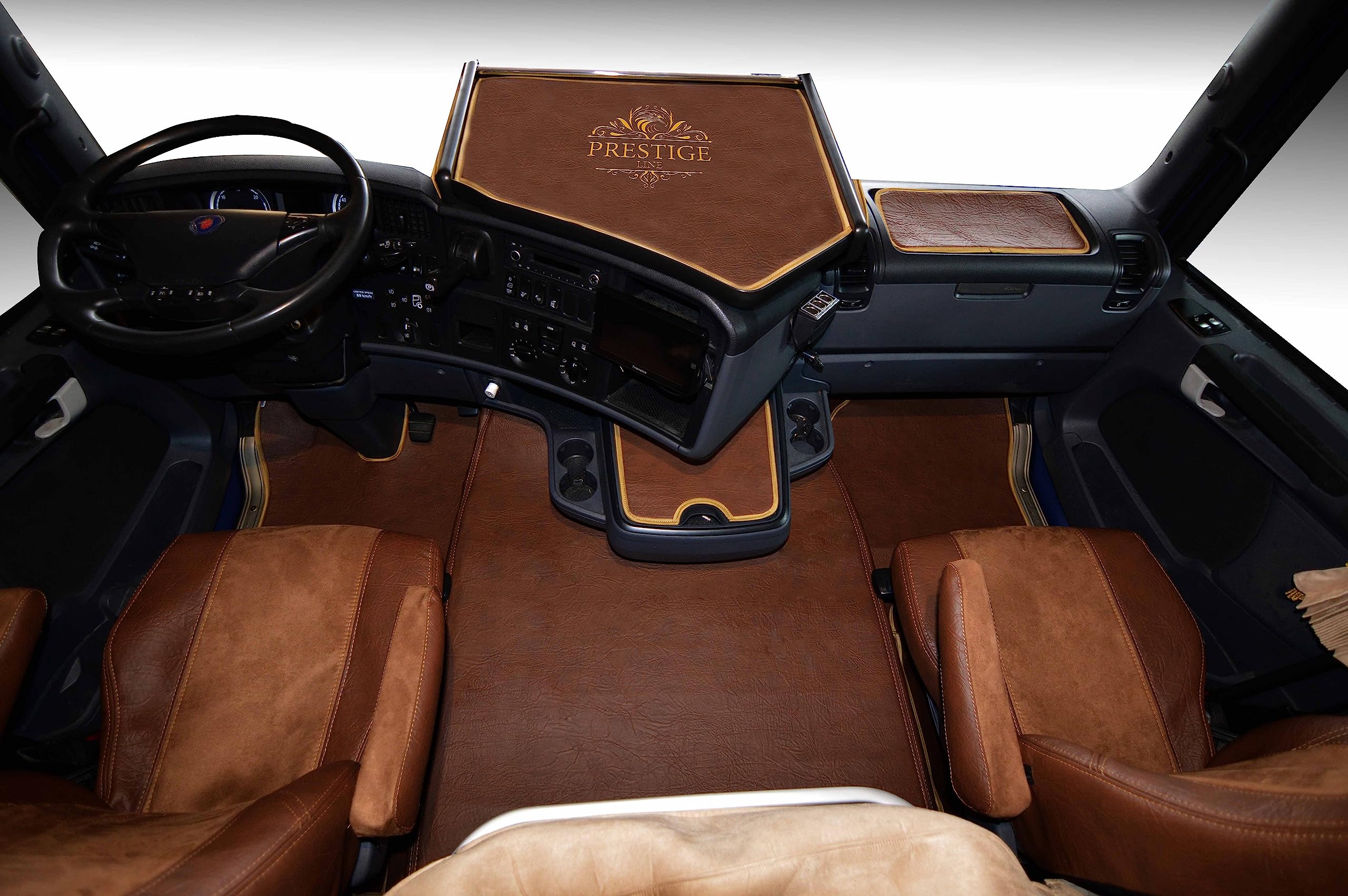 Alfombrillas para Camión Scania Serie R de 2009 a 2013 Marrón Accesorios para Interiores de Camiones - Accesorios de Espuma Comfort - Suelos Antideslizantes