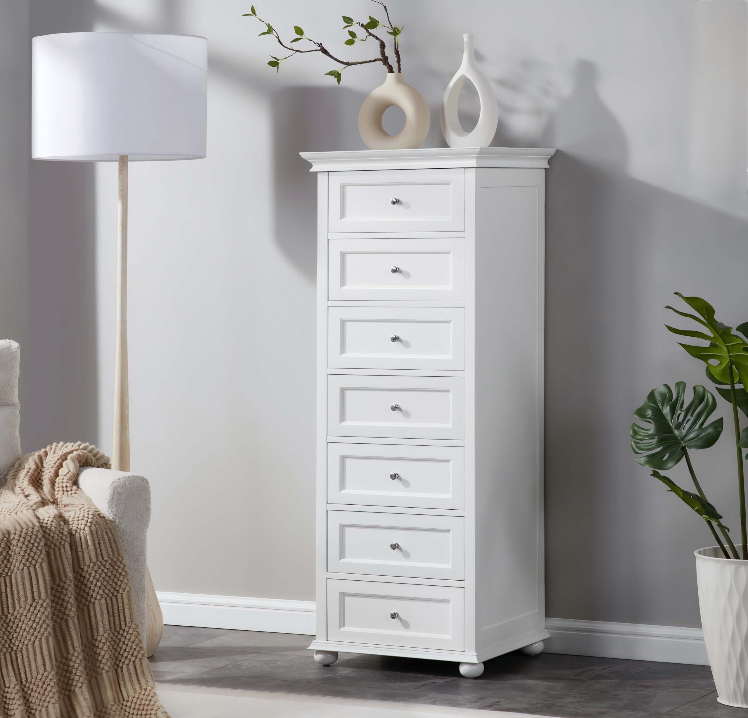 ZESTO Tall White Dresser with 7 Drawers