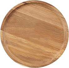 Alex Nash Acacia Wood Round Decorative Tray – Small Rustic Wooden Centrepiece for Candles, Coffee Table & Home Décor – Serving Tray and Snack Board for Kitchen, Cheese & Charcuterie – 21x21cm (1)