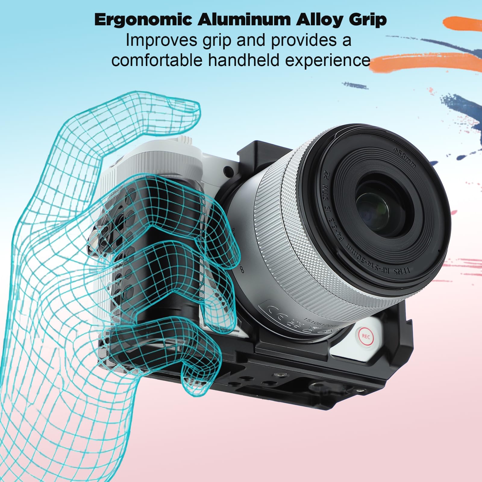 Leftfoto R50 V Gabbia per fotocamera Canon R50V con impugnatura - Telaio di protezione per fotocamera con base Arca Compatibilità con stabilizzatore DJI RS - per riprese video Vlog