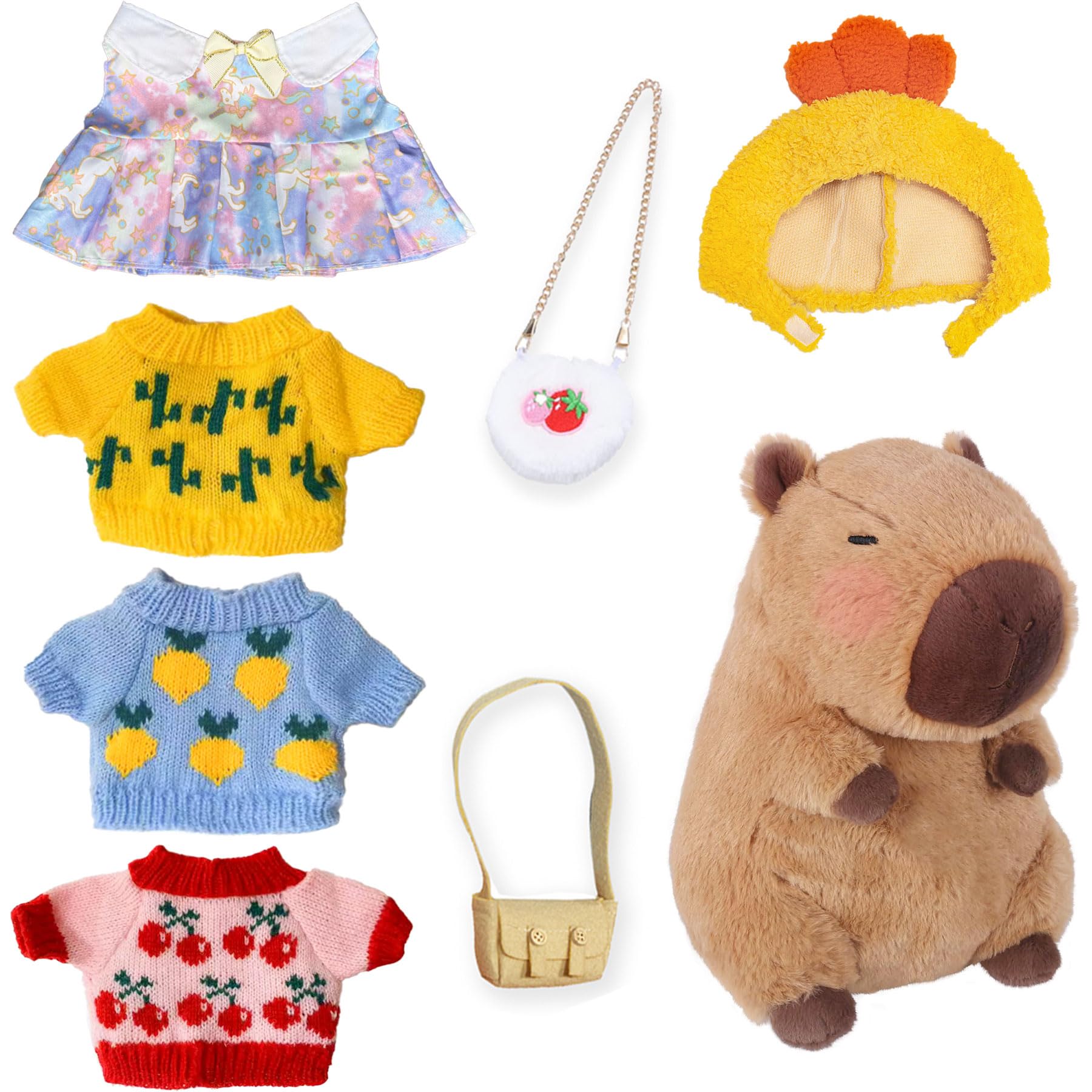 MOMIU Capybara Plush with 7 Kawaii Accessories, Cute Capybara Stuffed Animal for Girls