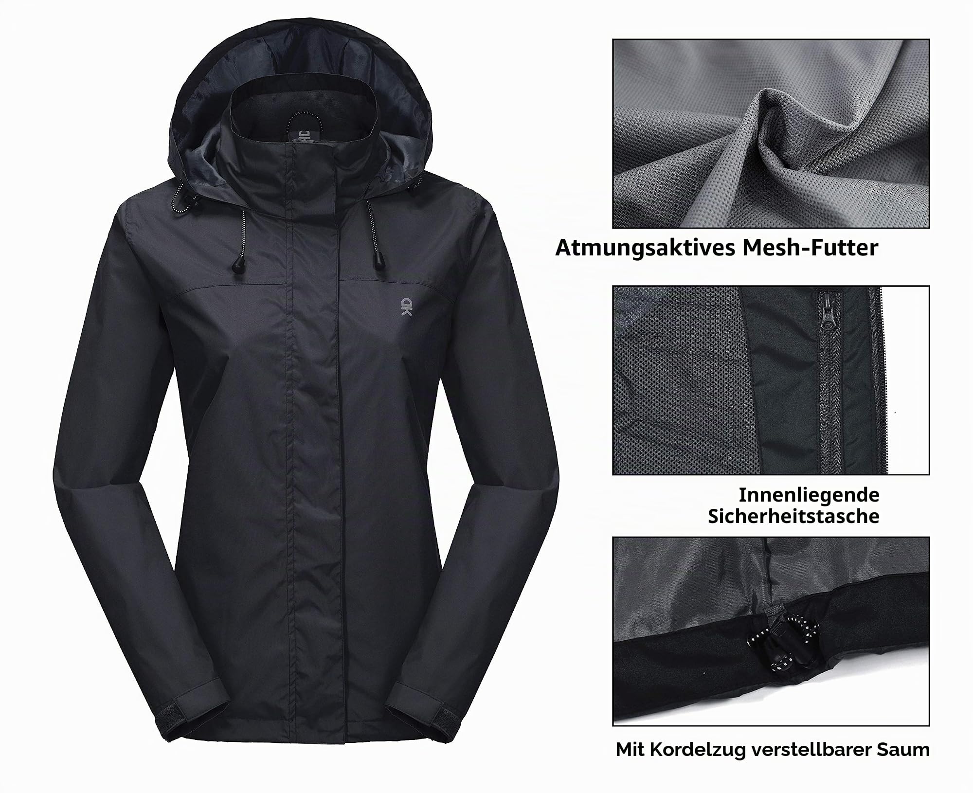 Little Donkey Andy Damen wasserdichte Regenjacke atmungsaktivem Leichte Regenjacke für Outdoor-Windbreaker zum Wandern