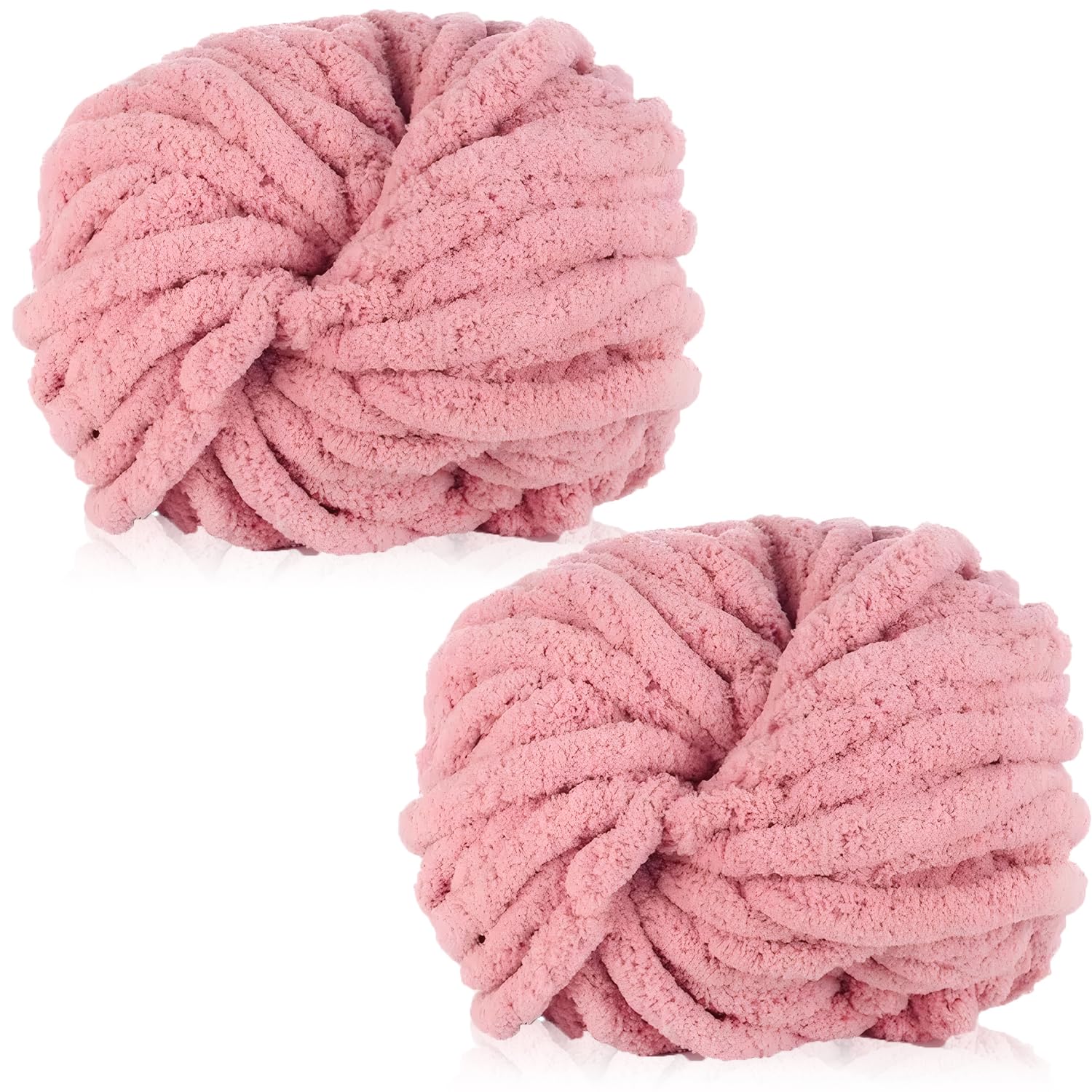 Exquilnova 2 Pack Chunky Yarn for Hand Knitting,Multiple Colors Chenille Yarn for Knitting & Crochet,Soft Chunky Wool for Blankets,Cushion,Scarves,Pet Beds,Bags,Hats,Sweaters(Skin Powder)